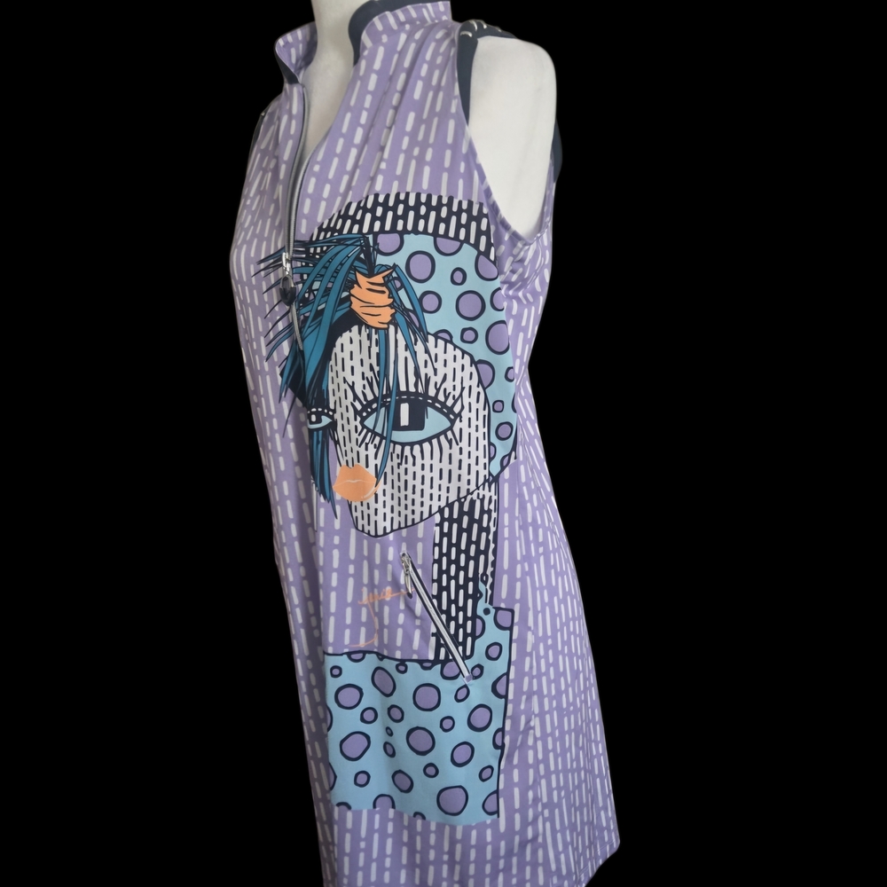 Jamie Sadock Purple and Blue Artistic Mini Dress - Picture 2 of 6